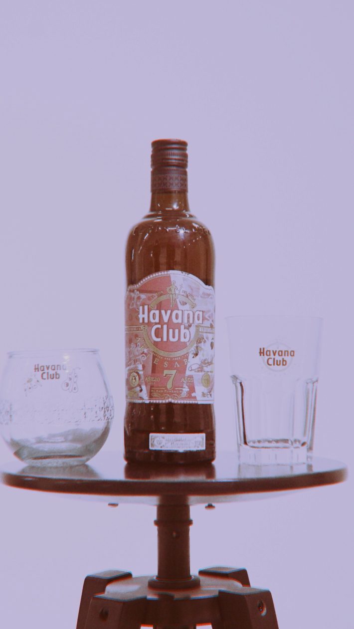 Collab Aries Arise x Havana Club limited edition bottle and glass